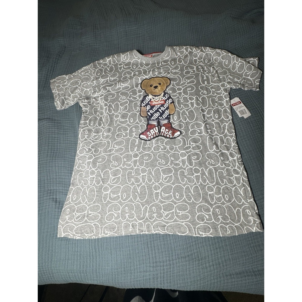 Hustle Savage Bear All Over Print Short Sleeve Tee Men's Size 3XL streetwear NWT